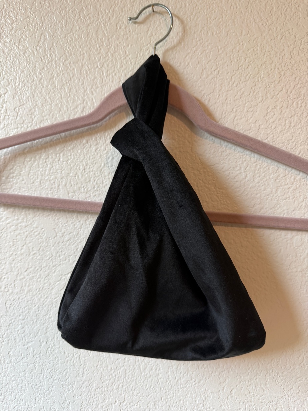 Black Knotted Handle Velvet Tote Bag